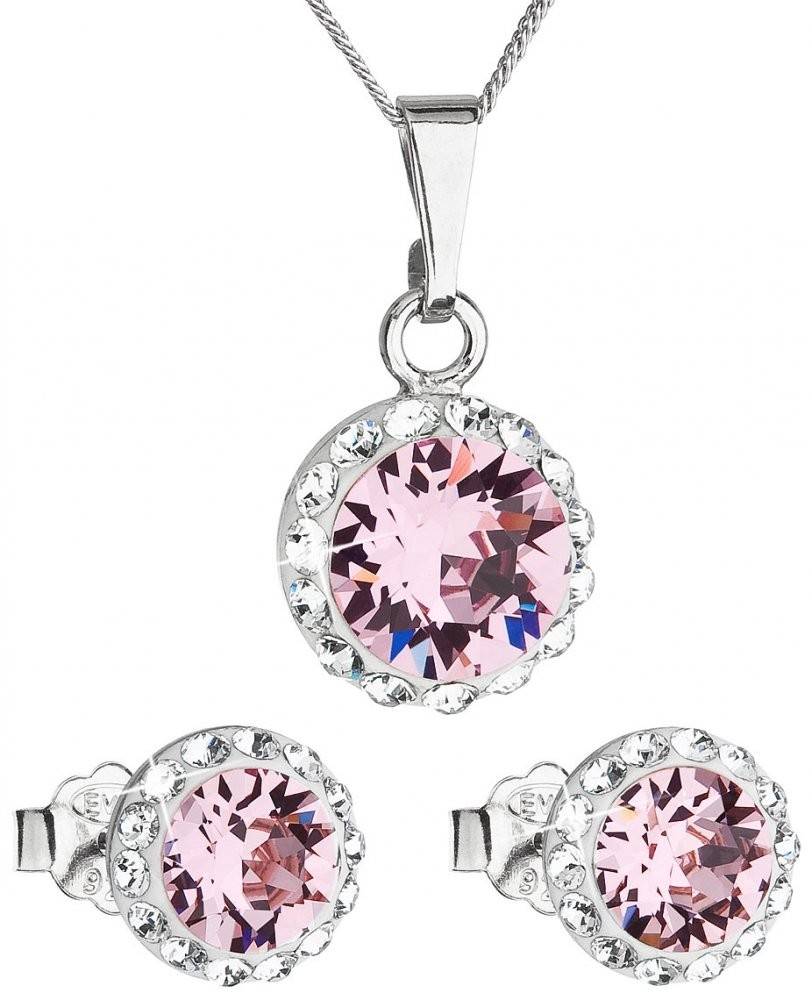 Sada šperků s krystaly Swarovski Ag 925 kulaté 39152.3 rose