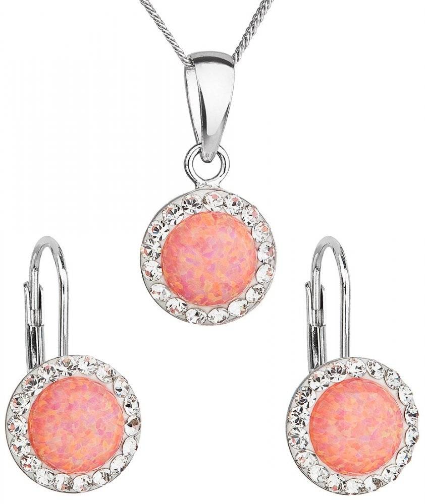 Sada šperků se syntetickým opálem a krystaly Swarovski 39160.1 Coral s.Opal
