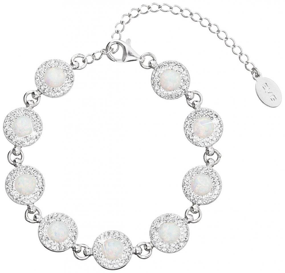 Stříbrný Ag925 náramek se syntetickým opálem a krystaly Swarovski 33105.1 White s.Opal