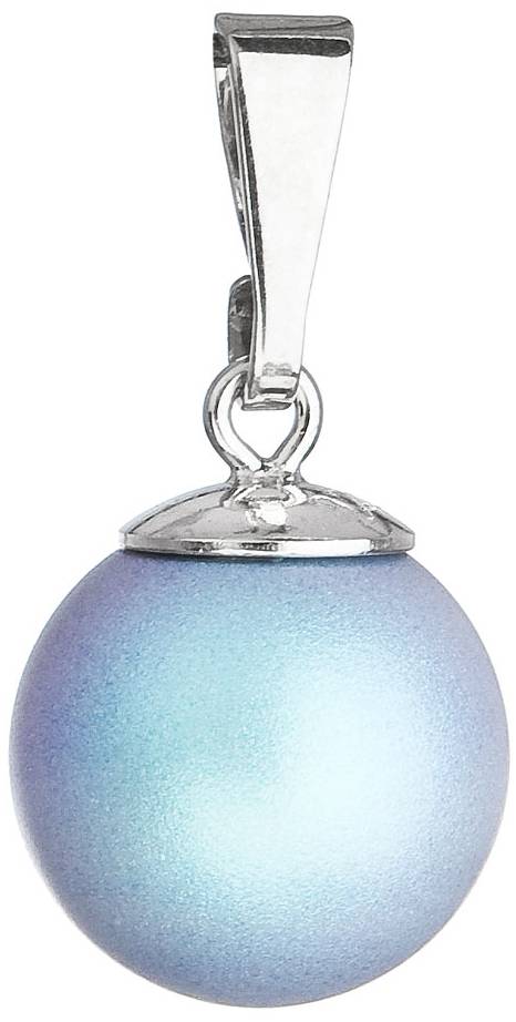 Stříbrný přívěšek s kulatou světlemodrou matnou perlou 34150.3 Light blue