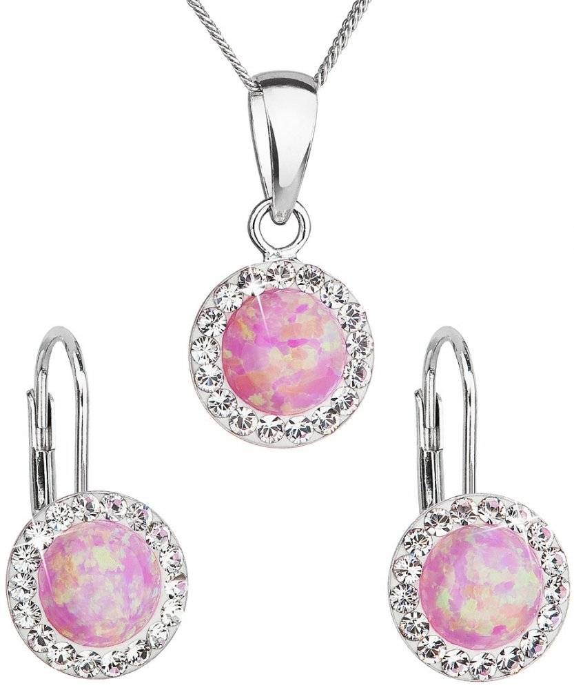 Sada šperků se syntetickým opálem a krystaly Swarovski 39160.1 Light Rose Opal