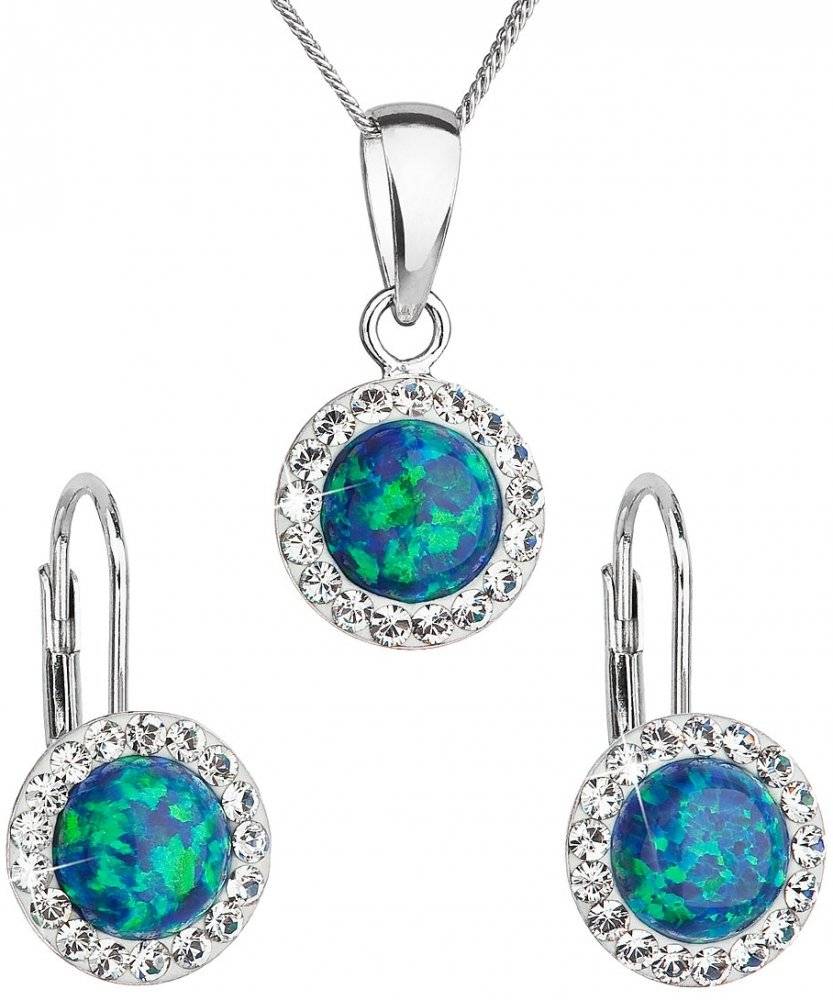 Sada šperků se syntetickým opálem a krystaly Swarovski 39160.1 Green Opal