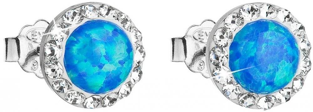 Stříbrné Ag 925náušnices krystaly Swarovski Blue opal