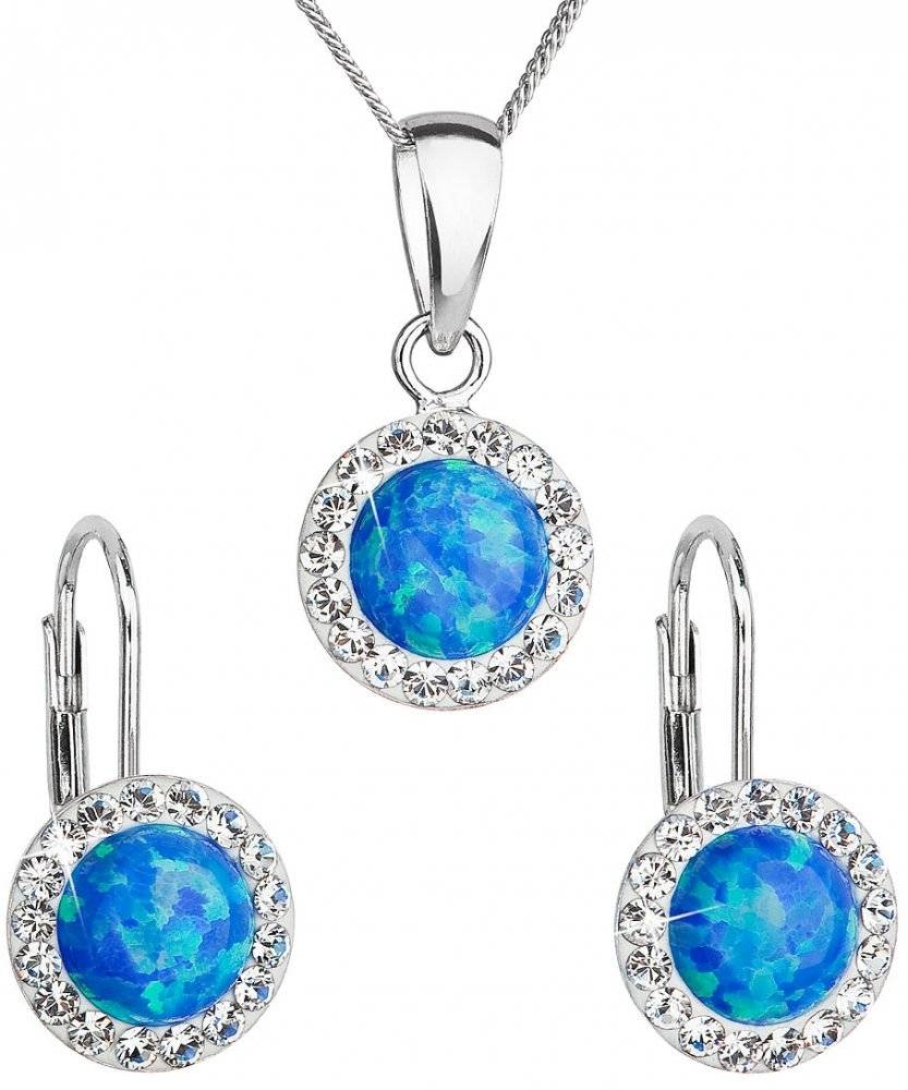 Sada šperků se syntetickým opálem a krystaly Swarovski 39160.1 Blue Opal