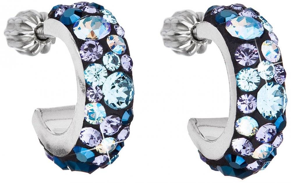 Stříbrné náušnice s krystaly Swarovski Blue Style31118.3