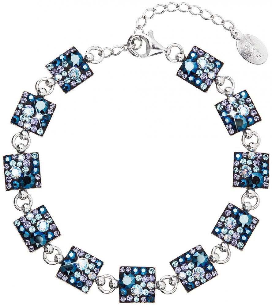 Stříbrný Ag 925 náramek se Swarovski krystaly modrý 33047.3 BLUE STYLE