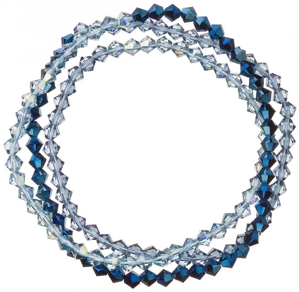 Křišťálový náramek se Swarovski elements třikrát zatočený 33081.3 METALIC BLUE