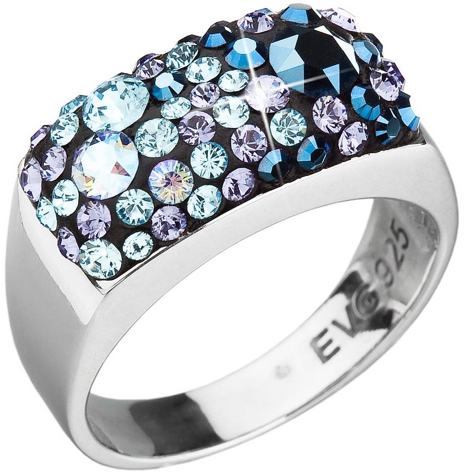 Prsten Swarovski element Blue Style 35014.3 Ag 25