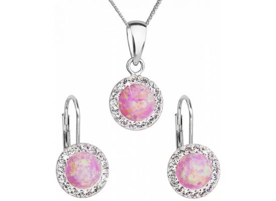 Sada šperků se syntetickým opálem a krystaly Swarovski 39160.1 Light Rose Opal