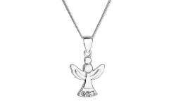Stříbrný náhrdelník Ag 925/1000 anděl se Swarovski krystaly bílý 32078.1 Krystal