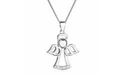Stříbrný náhrdelník Ag925/1000 anděl se Swarovski krystaly bílý 32076.1 Krystal