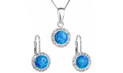 Sada šperků se syntetickým opálem a krystaly Swarovski 39160.1 Blue Opal